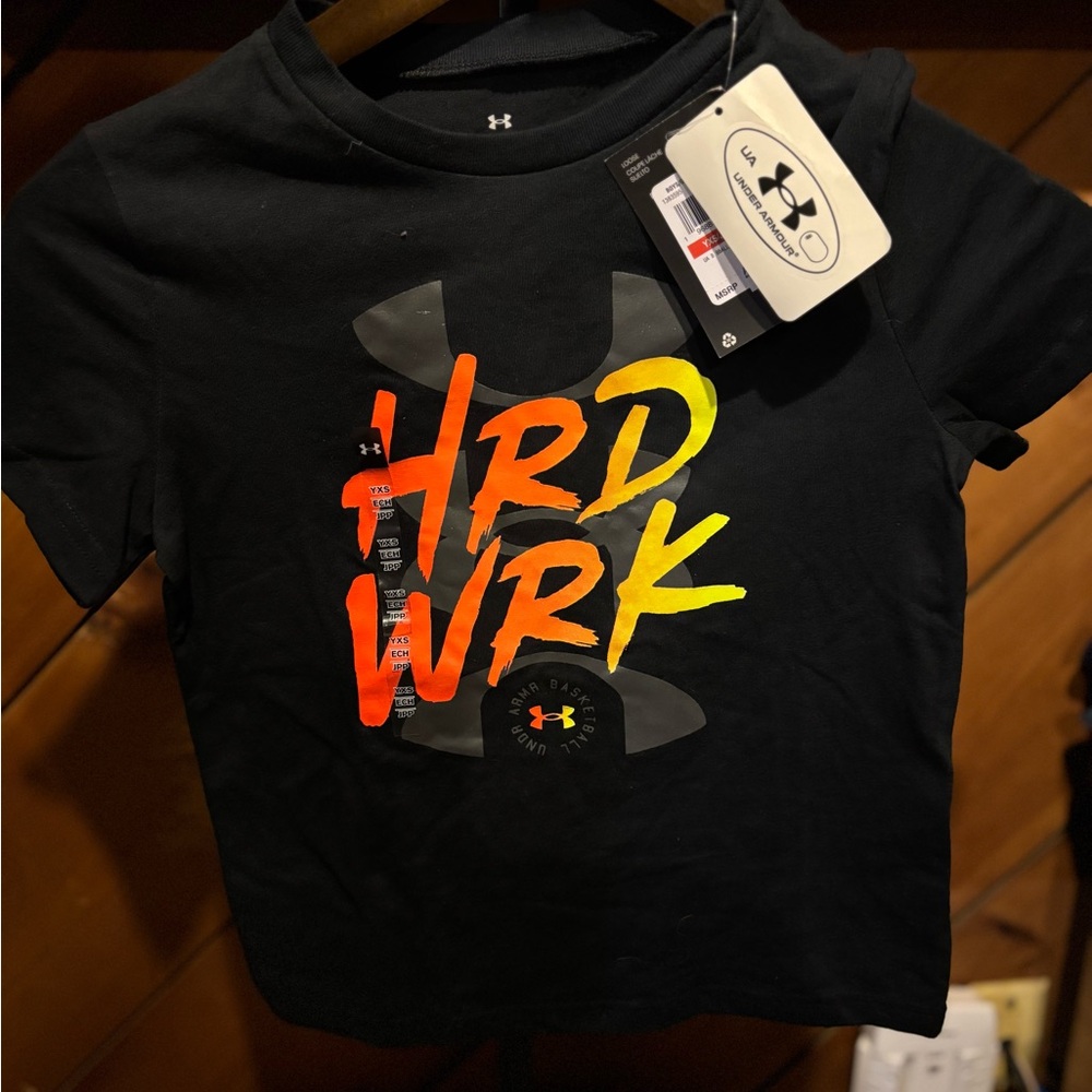 Under Armour Kids Black Tee with Bold Gradient Print